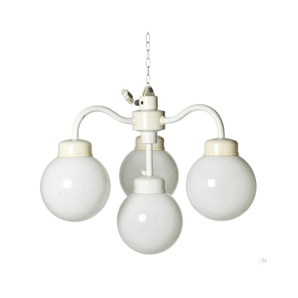 Lysekrone 4 arme, hvid plast