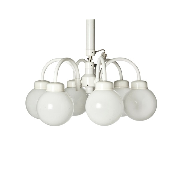 Lysekrone 6 arme, hvid plast