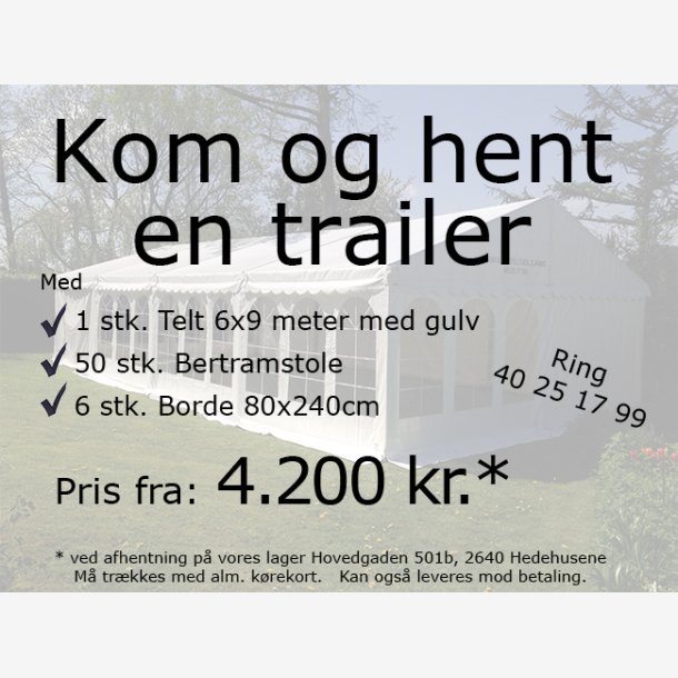 6x9 med gulv, borde P-stole 50 pers Selv